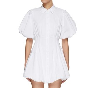 Jonathan Simkai Cleo Pleated Poplin Balloon Pintuck Mini Dress